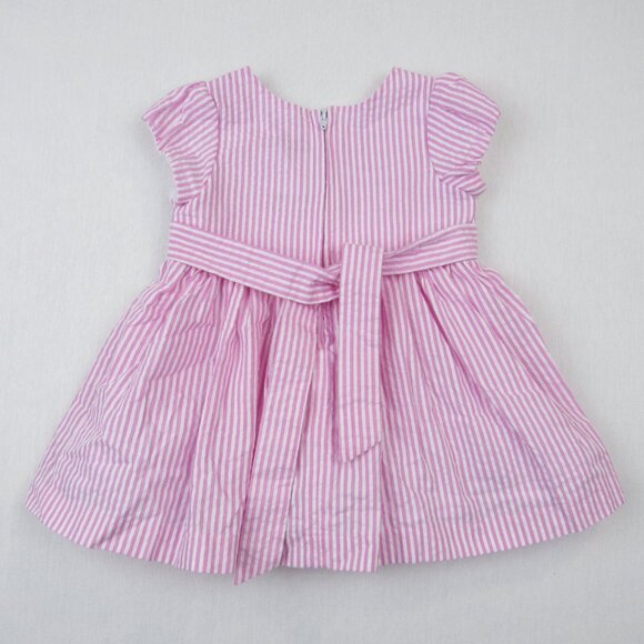 Rare Editions Baby Girl Dress Size 3-6 Months Seersucker Pink & White Striped - Picture 3 of 9